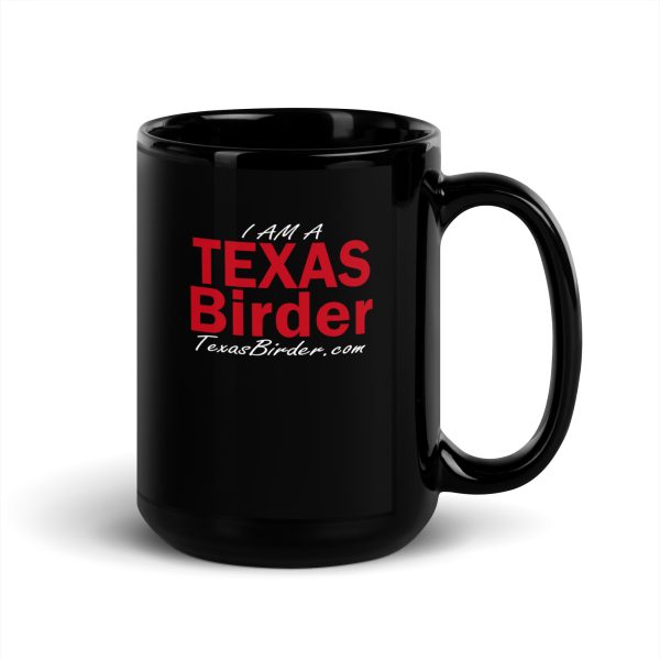 I Am a Texas Birder Black Glossy Mug - Image 5
