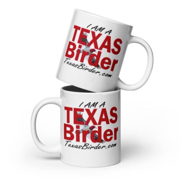 I Am Texas Birder White glossy mug